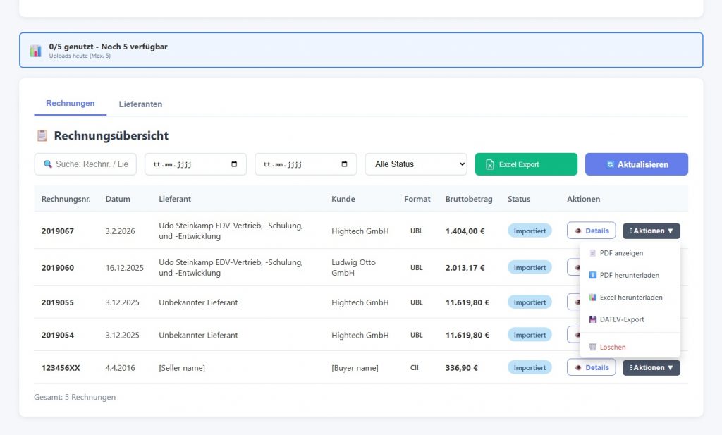 X-Rechnung Import System